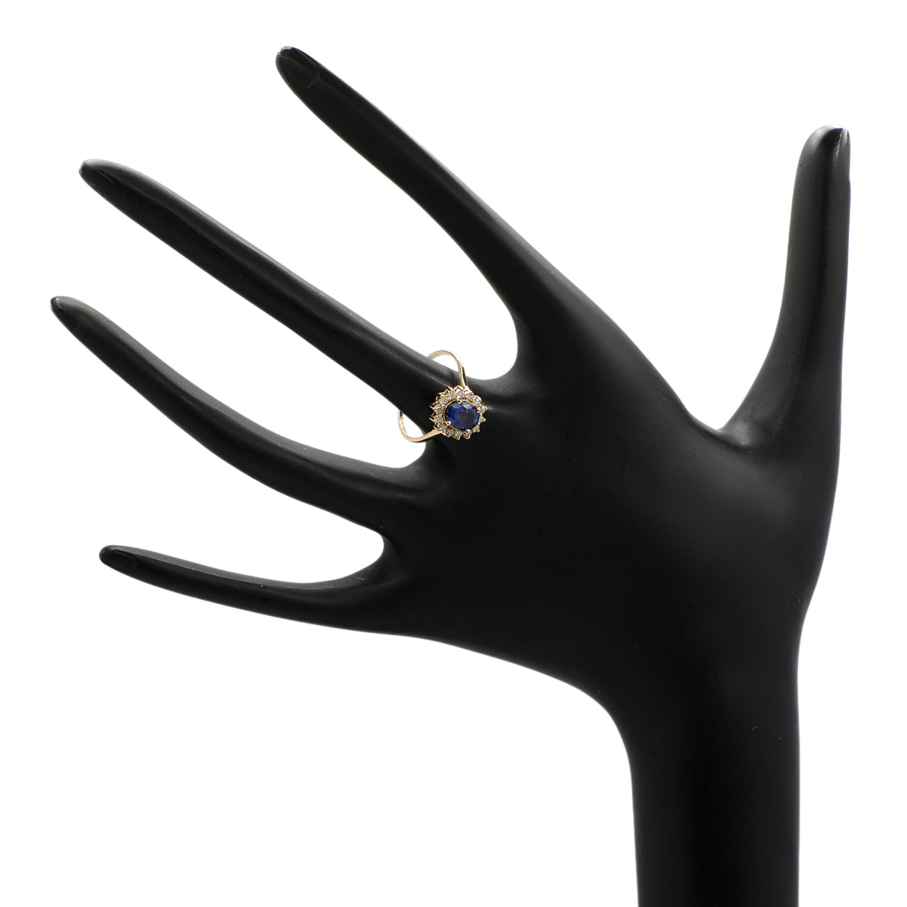 Exclusive 18K Yellow Gold 1.01 Carat Sapphire Halo Ring — 4.25 — Back View