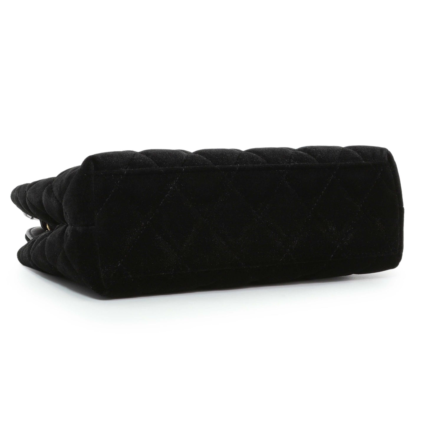 Exclusive Chanel Black Quilted Velvet Nano Kelly Shopper — Back View