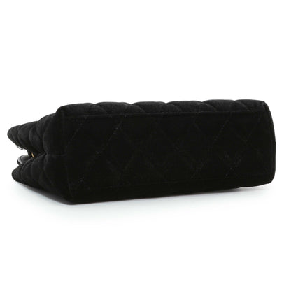 Exclusive Chanel Black Quilted Velvet Nano Kelly Shopper — Back View