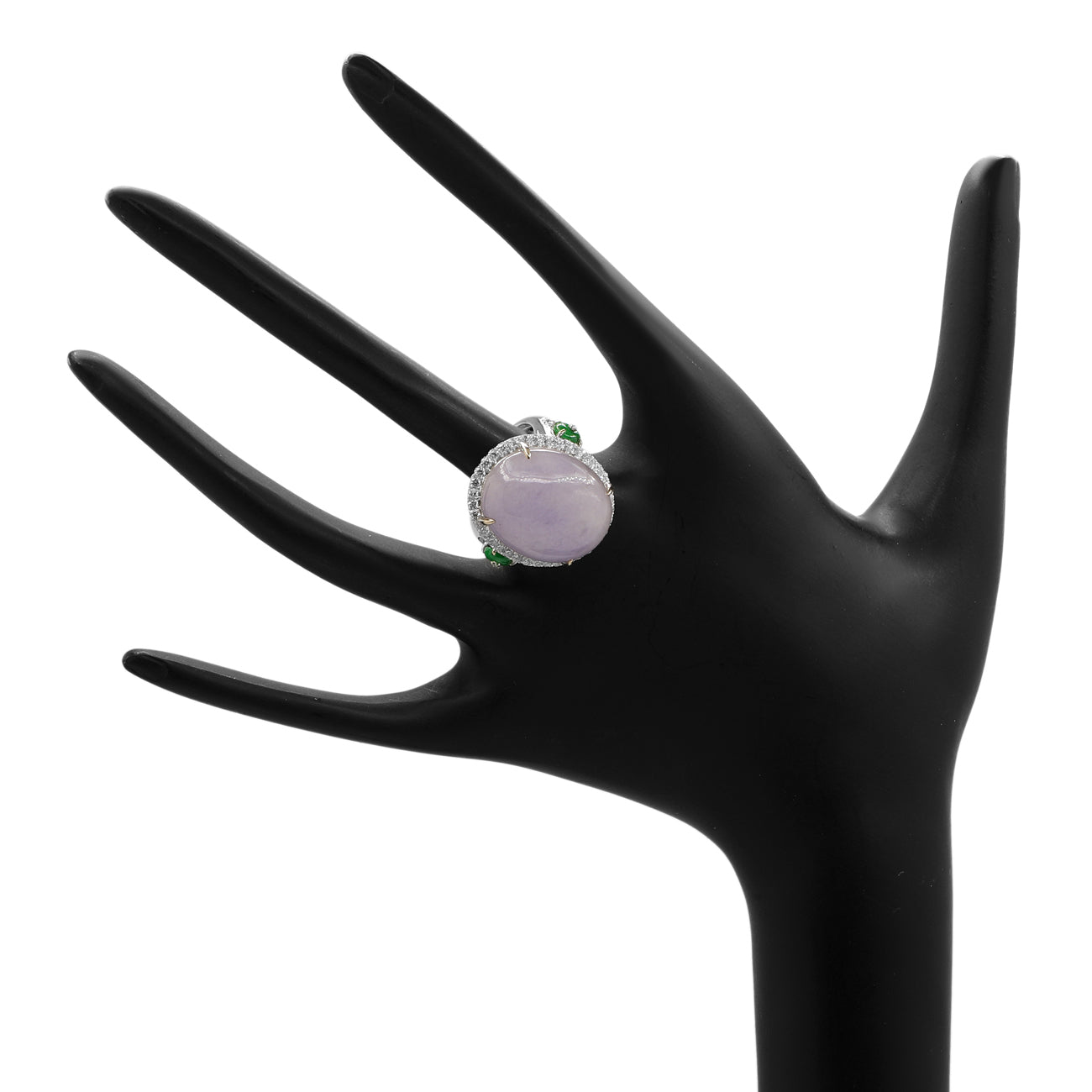 Exclusive 18K White Gold Lavender Jadeite Cabochon Ring — 5.5 — Back View