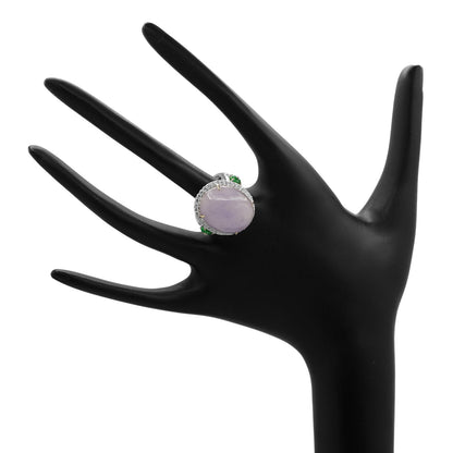 Exclusive 18K White Gold Lavender Jadeite Cabochon Ring — 5.5 — Back View