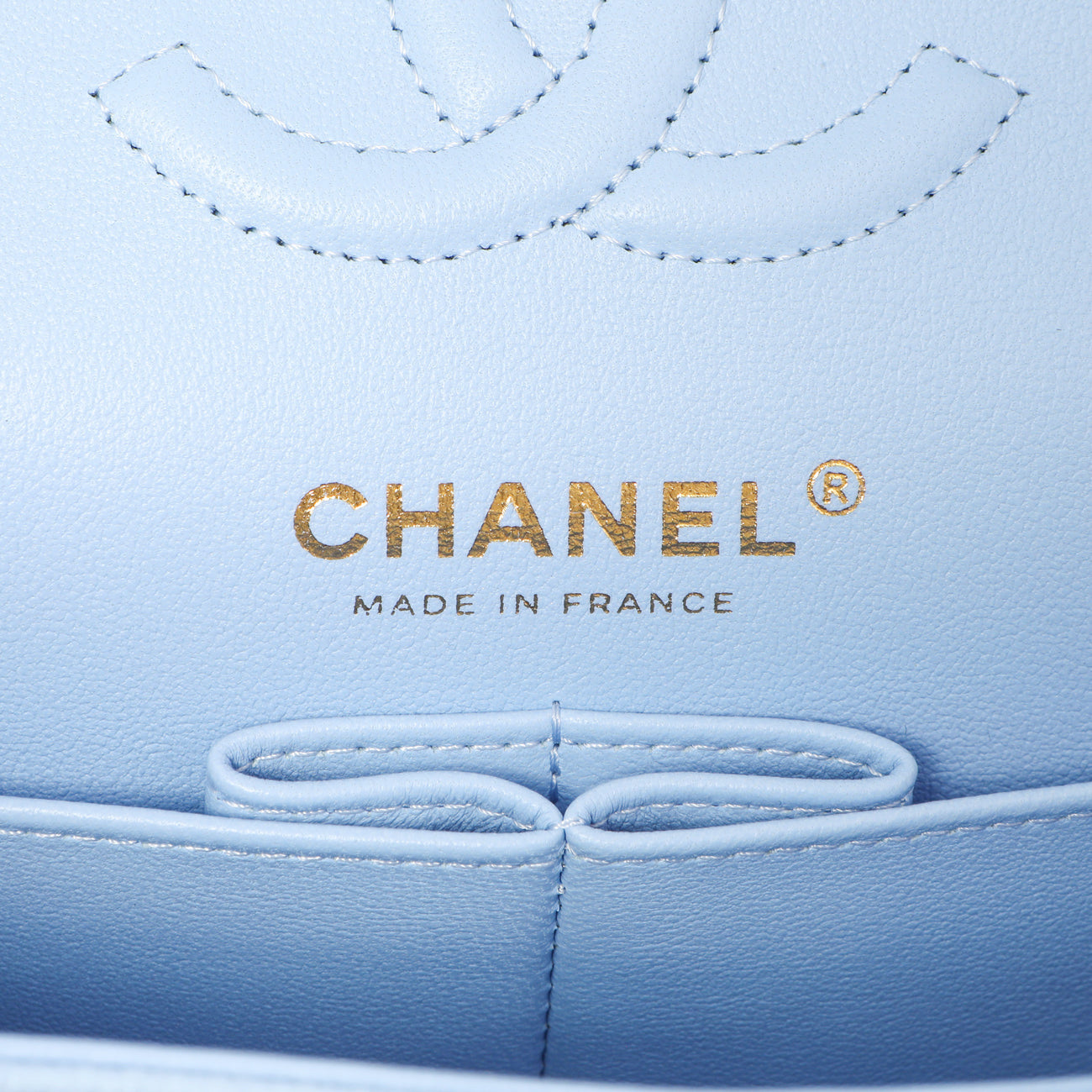 Exclusive Chanel Blue Quilted Caviar Small Classic Double Flap — Lifestyle View