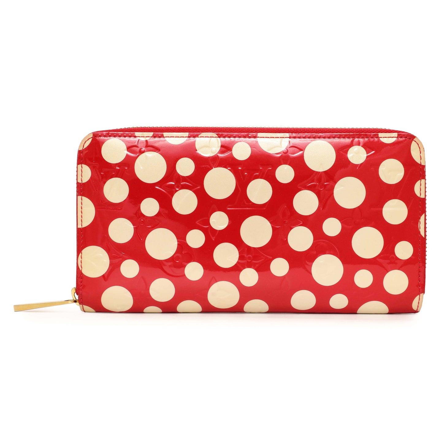 Exclusive Louis Vuitton Yayoi Kusama Red Vernis Infinity Dots Zippy Wallet — Front View