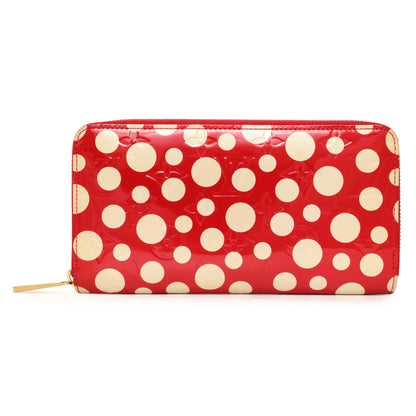 Exclusive Louis Vuitton Yayoi Kusama Red Vernis Infinity Dots Zippy Wallet — Front View