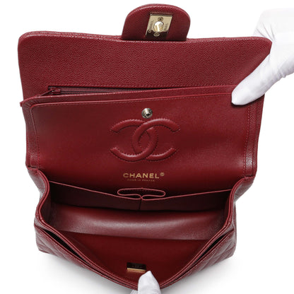 Exclusive Chanel Burgundy Quilted Caviar Small Classic Double Flap — Back View