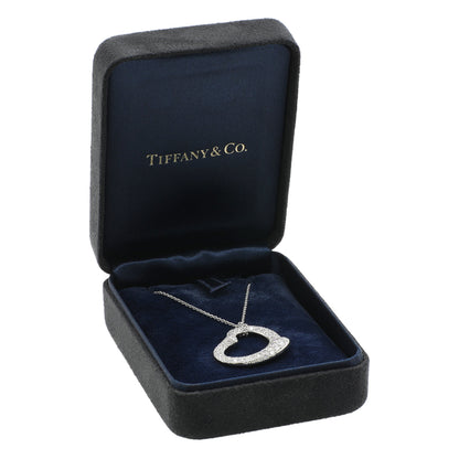 Exclusive Tiffany & Co. Platinum Diamond 22mm Open Heart Pendant Necklace — Lifestyle View