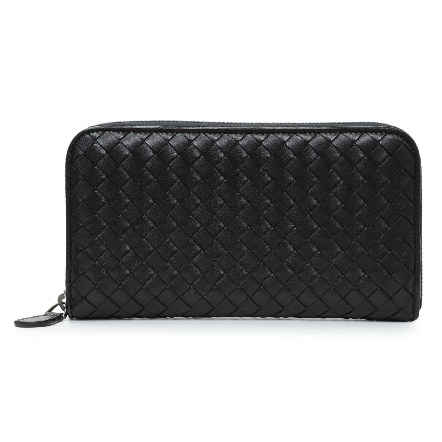 Exclusive Bottega Veneta Black Nappa Intrecciato Zip Around Wallet — Front View