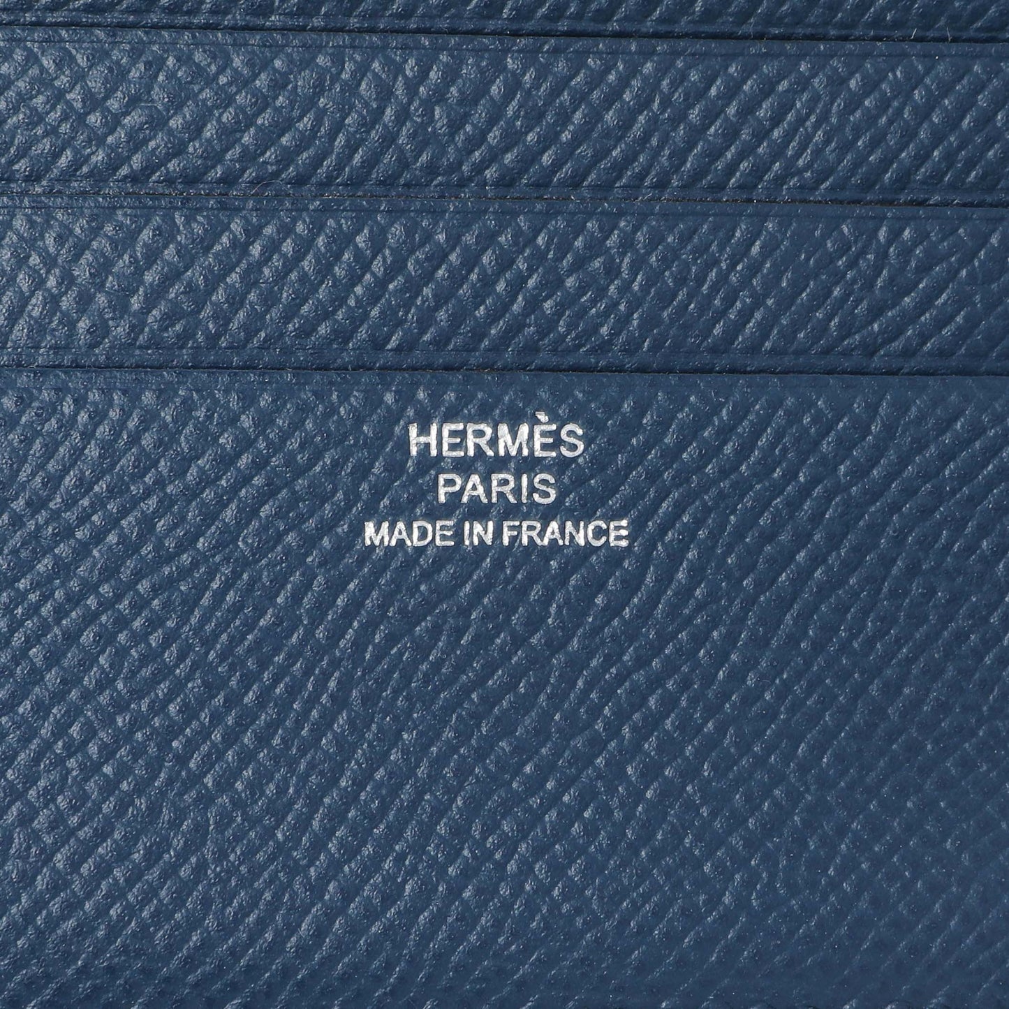Exclusive Hermes Bleu Indigo Epsom Citizen Twill Compact Wallet — Detail View