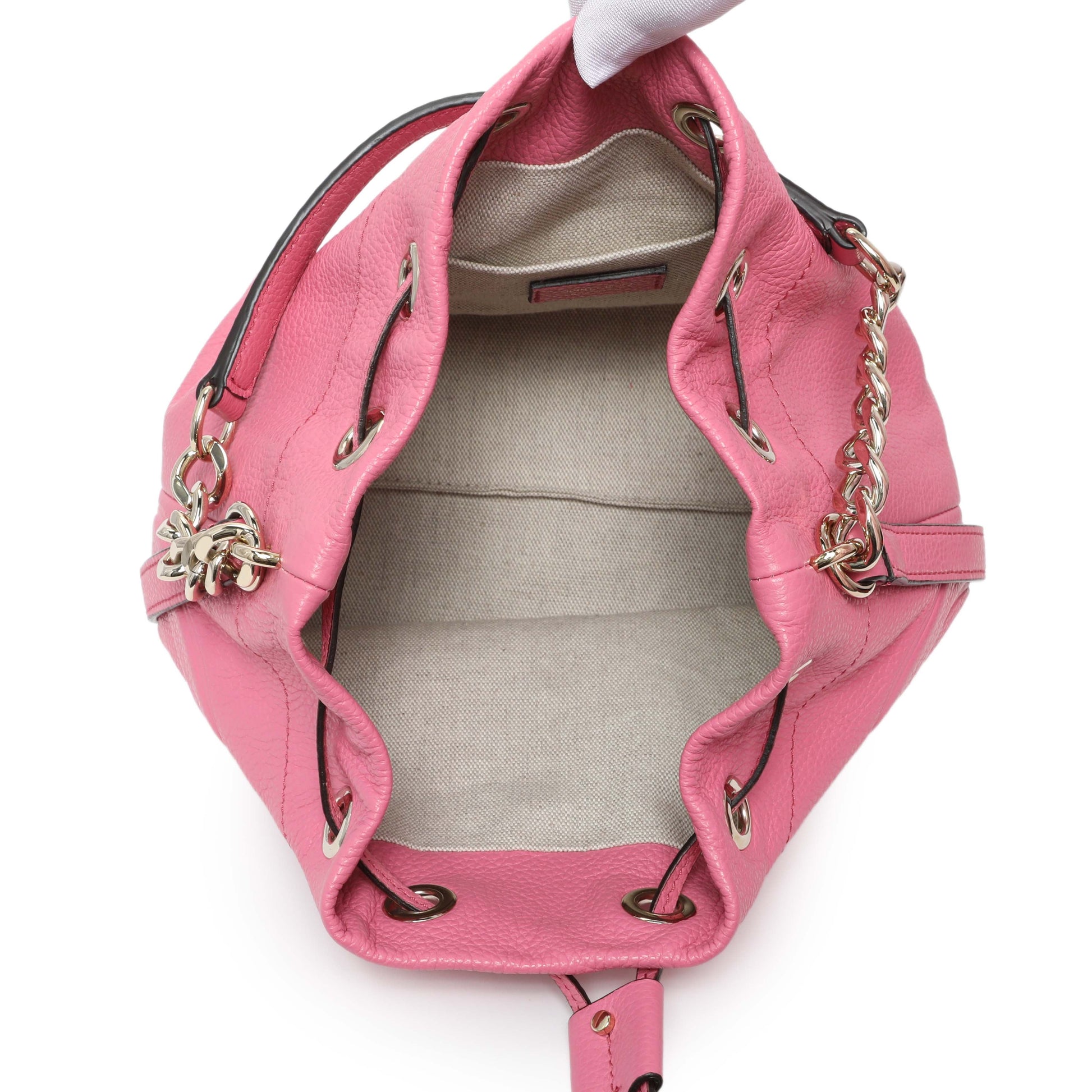 Exclusive Jimmy Choo Pink Juno Leather Bucket Bag — Top View