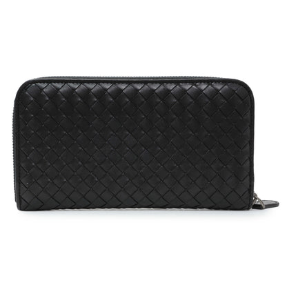 Exclusive Bottega Veneta Black Nappa Intrecciato Zip Around Wallet — Side View