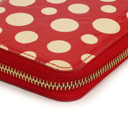 Exclusive Louis Vuitton Yayoi Kusama Red Vernis Infinity Dots Zippy Wallet — Top View