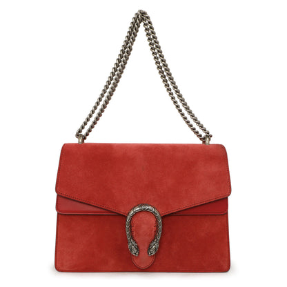 Exclusive Gucci Red Suede Medium Dionysus  Shoulder Bag — Front View
