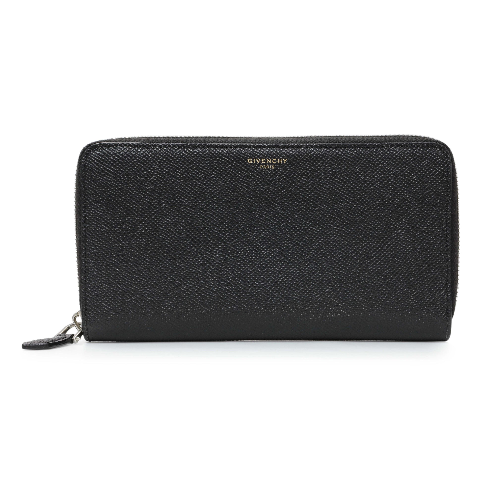 Exclusive Givenchy Black Calfskin Zip Around Wallet — Front View