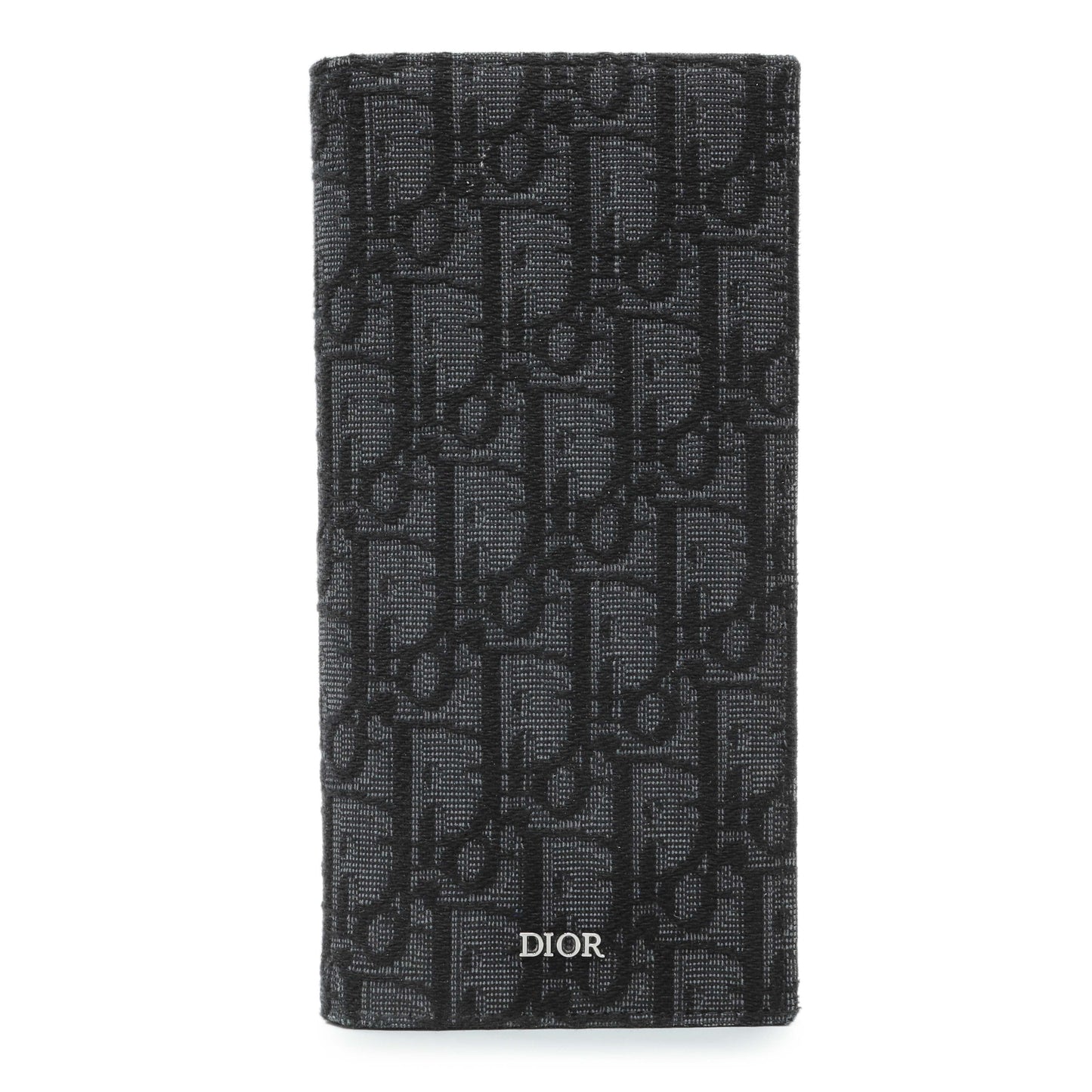 Exclusive Christian Dior Homme Oblique Jacquard Vertical Bifold Long Wallet — Front View