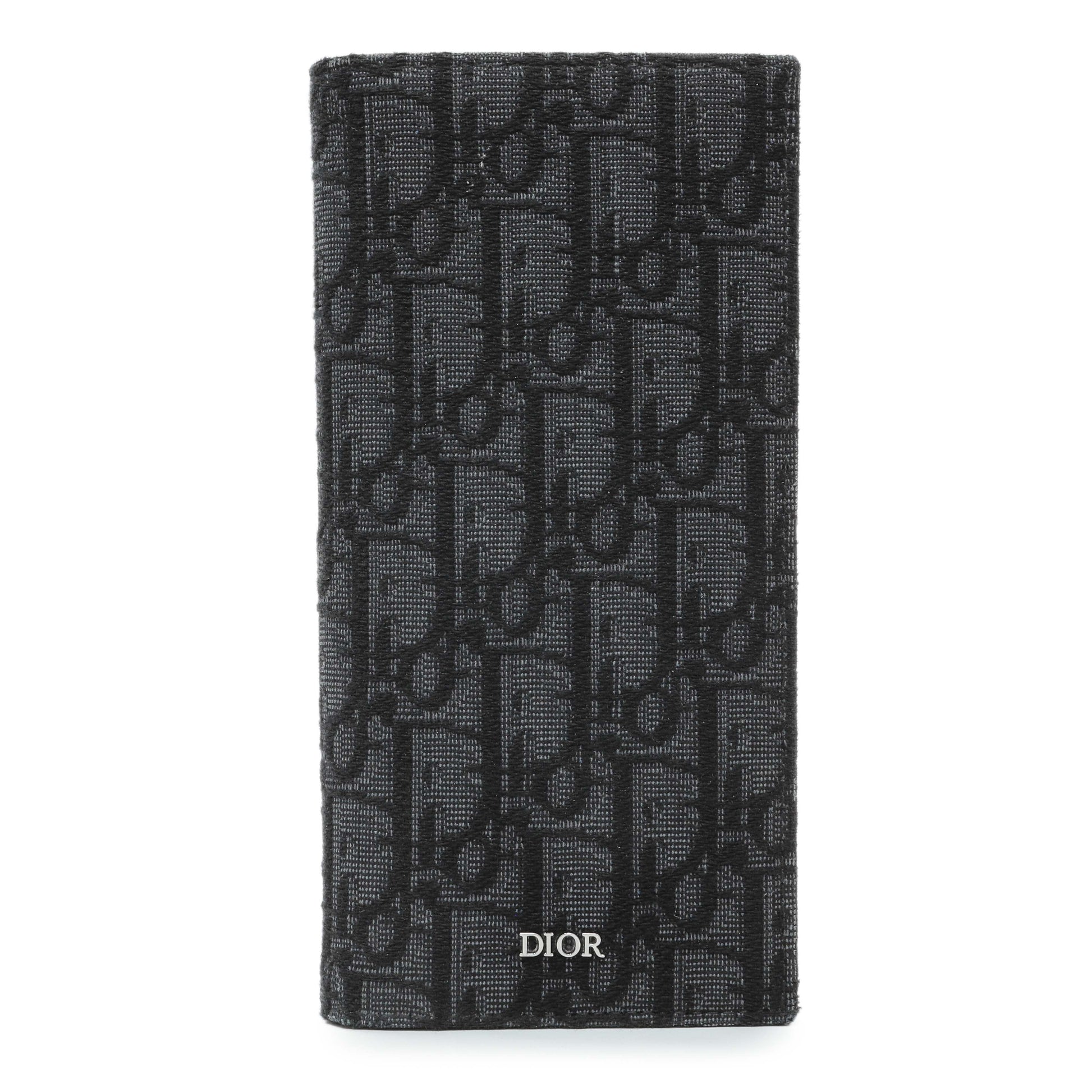 Exclusive Christian Dior Homme Oblique Jacquard Vertical Bifold Long Wallet — Front View
