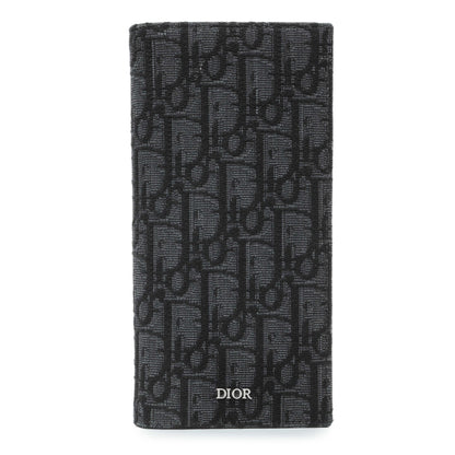 Exclusive Christian Dior Homme Oblique Jacquard Vertical Bifold Long Wallet — Front View