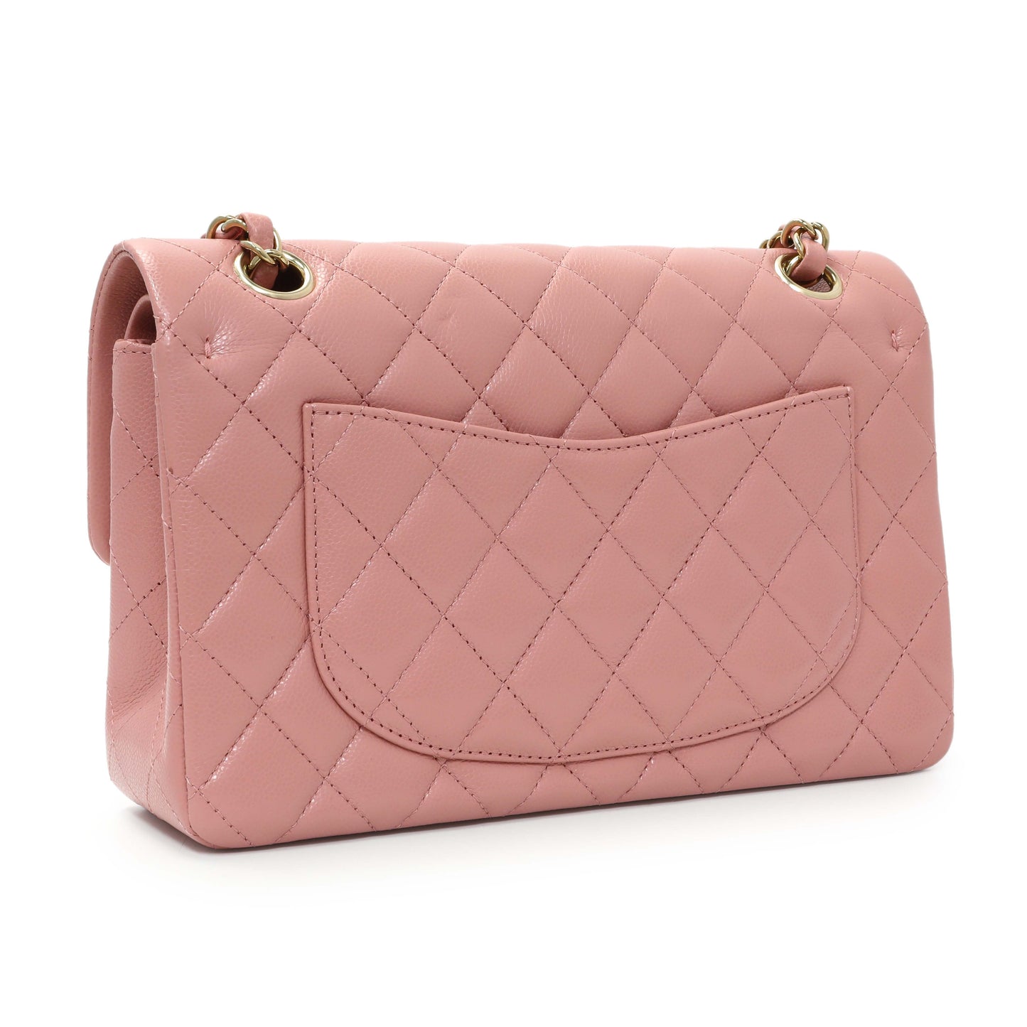 Exclusive Chanel Pink Caviar Small Classic Double Flap — Side View