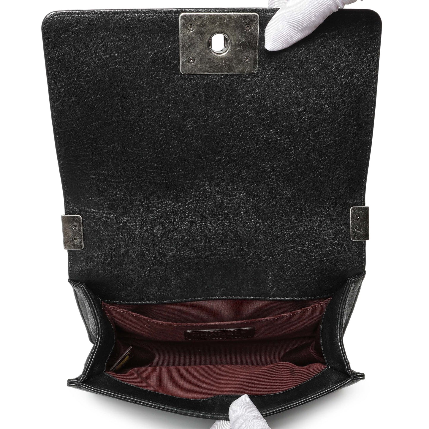 Exclusive Chanel Black Crumpled Lambskin Small Studded Boy Bag — Alternate View 9