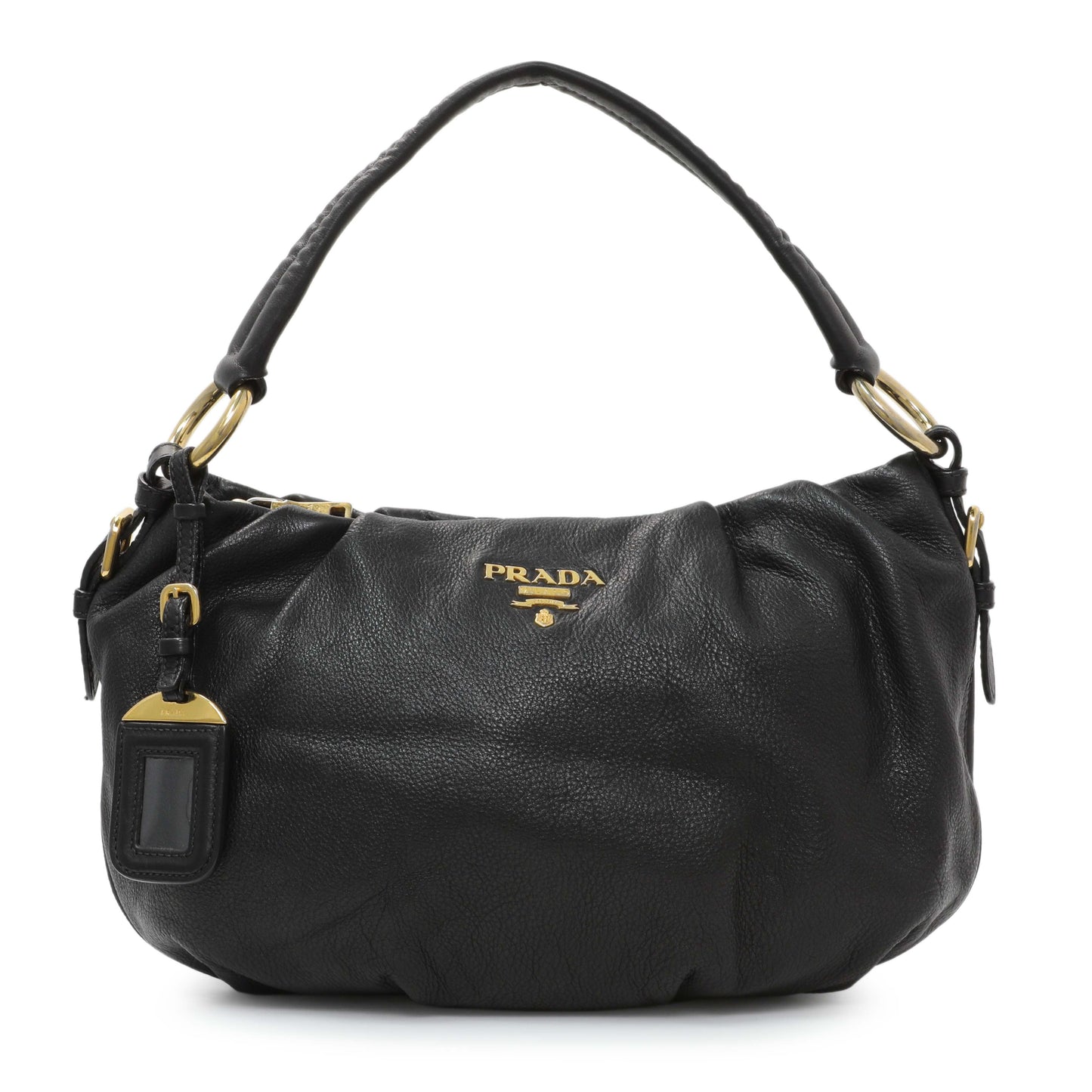 Exclusive Prada Black Vitello Daino Shoulder Bag — Front View