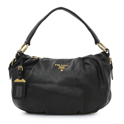 Exclusive Prada Black Vitello Daino Shoulder Bag — Front View