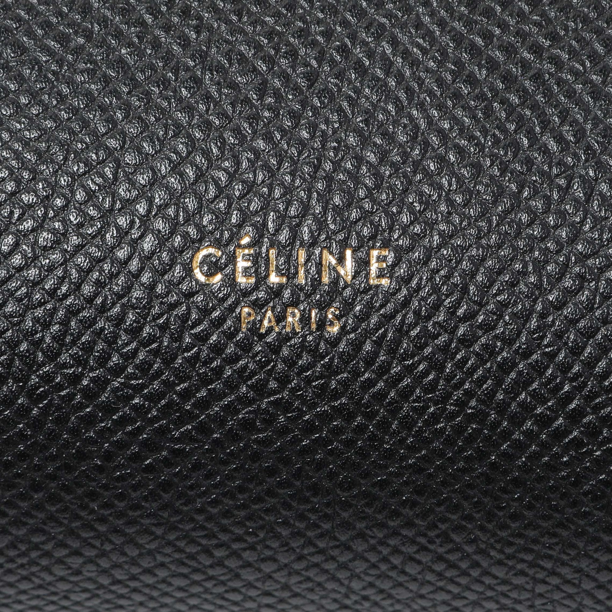 Exclusive Celine Black Grained Calfskin Micro Belt Bag — Detail View