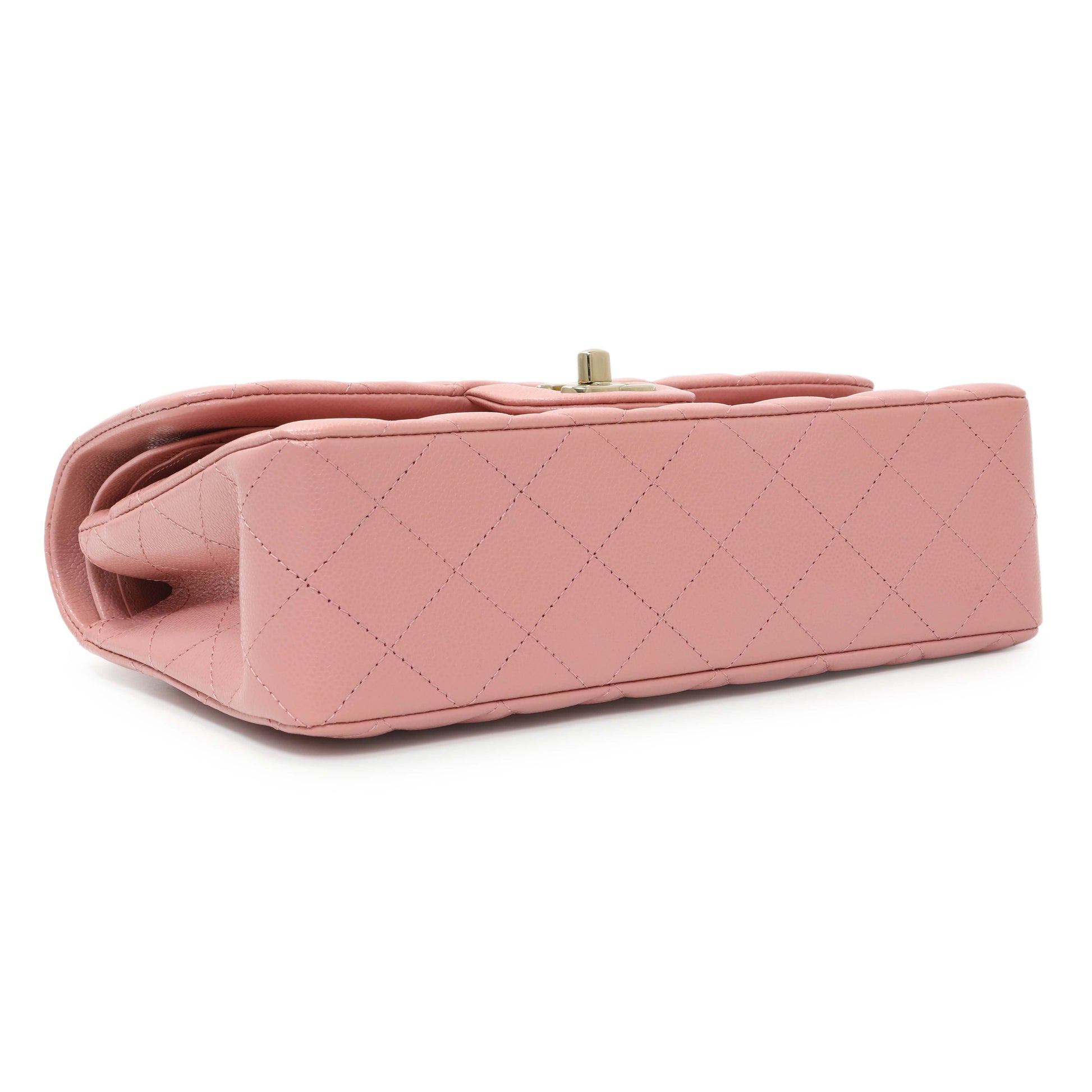 Exclusive Chanel Pink Caviar Small Classic Double Flap — Back View