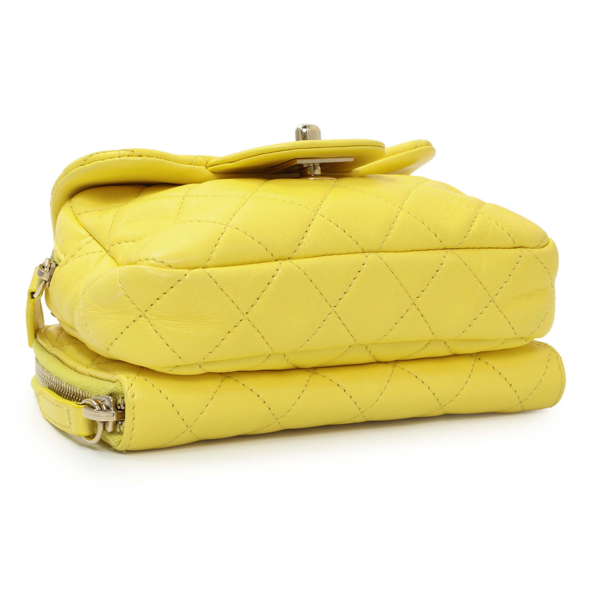 Exclusive Chanel Yellow Quilted Calfskin Mini Chain Flap — Back View