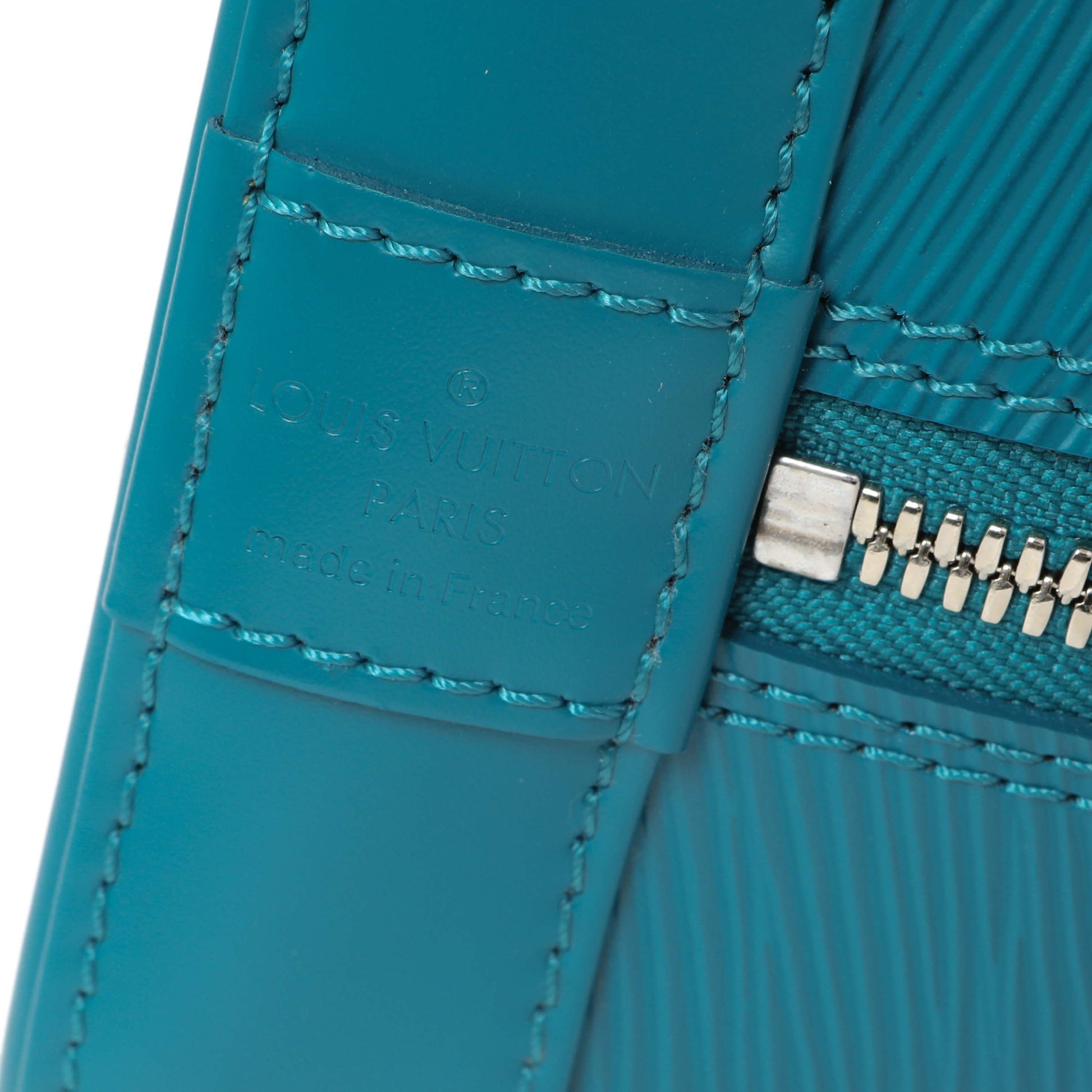 Exclusive Louis Vuitton Teal Epi Alma PM — Detail View