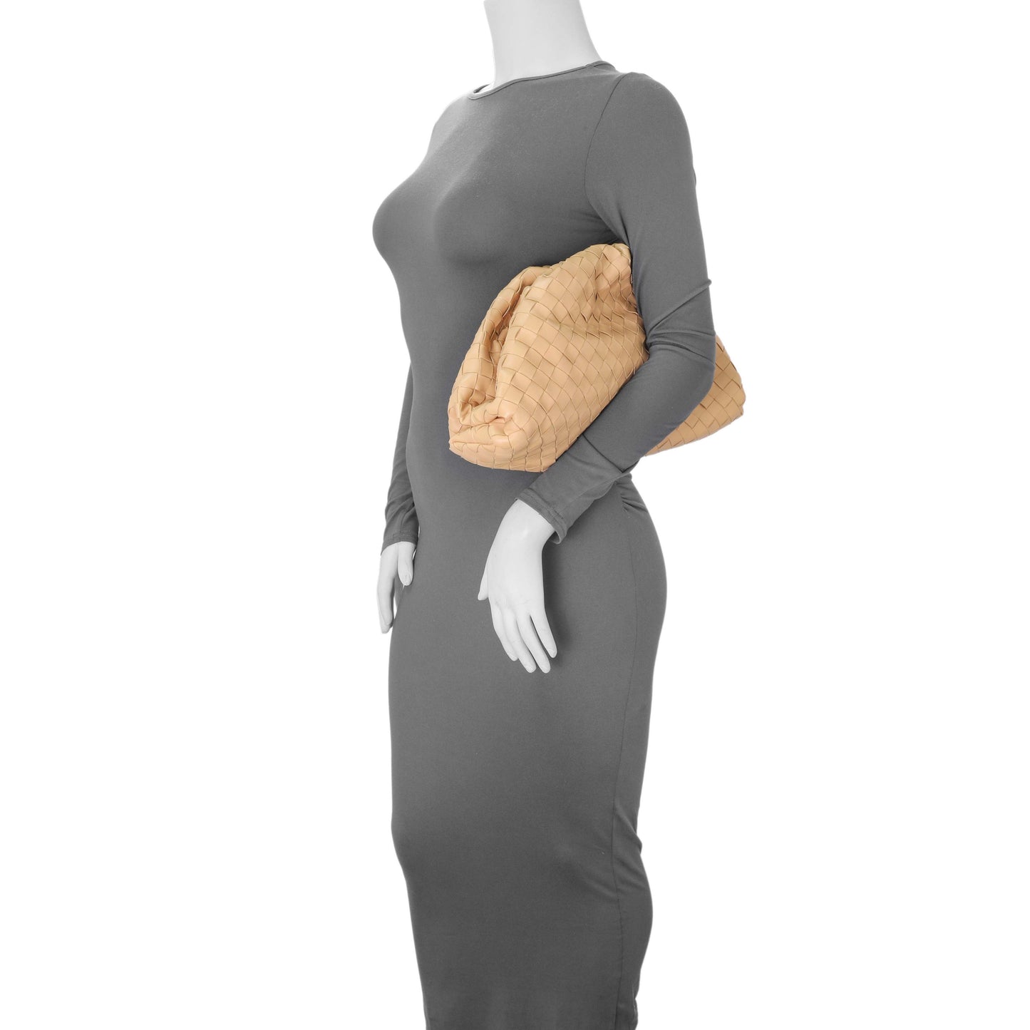 Exclusive Bottega Veneta Almond Nappa Maxi Intrecciato The Pouch Oversized Clutch — Alternate View 8