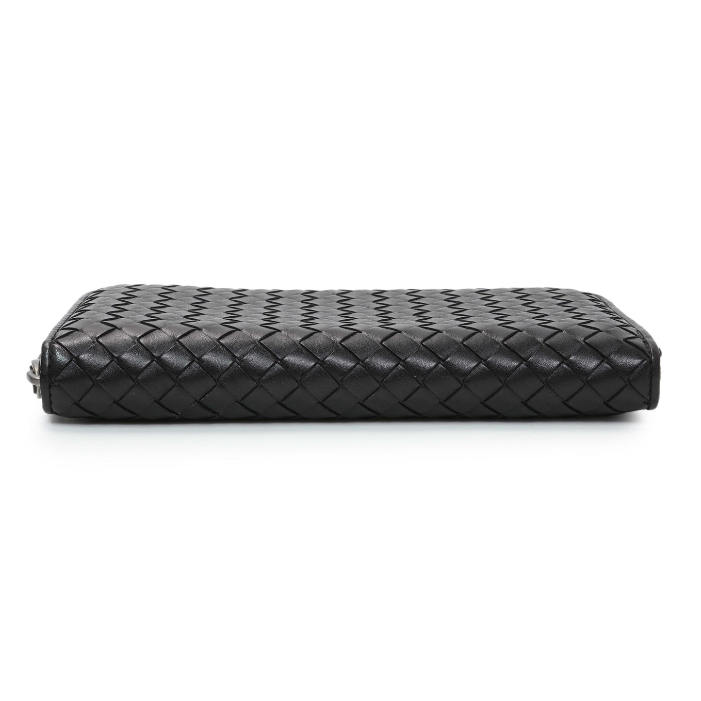Exclusive Bottega Veneta Black Nappa Intrecciato Zip Around Wallet — Back View