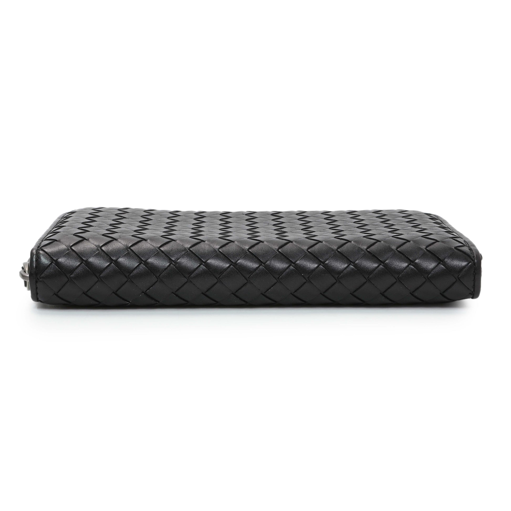 Exclusive Bottega Veneta Black Nappa Intrecciato Zip Around Wallet — Back View