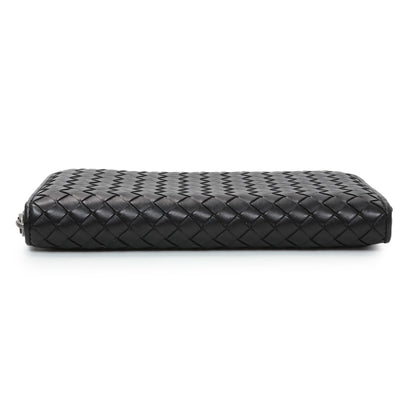 Exclusive Bottega Veneta Black Nappa Intrecciato Zip Around Wallet — Back View