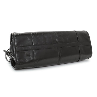Exclusive Prada Black Glossy Calfskin Triangle Medium Bonnie Shoulder Bag — Back View