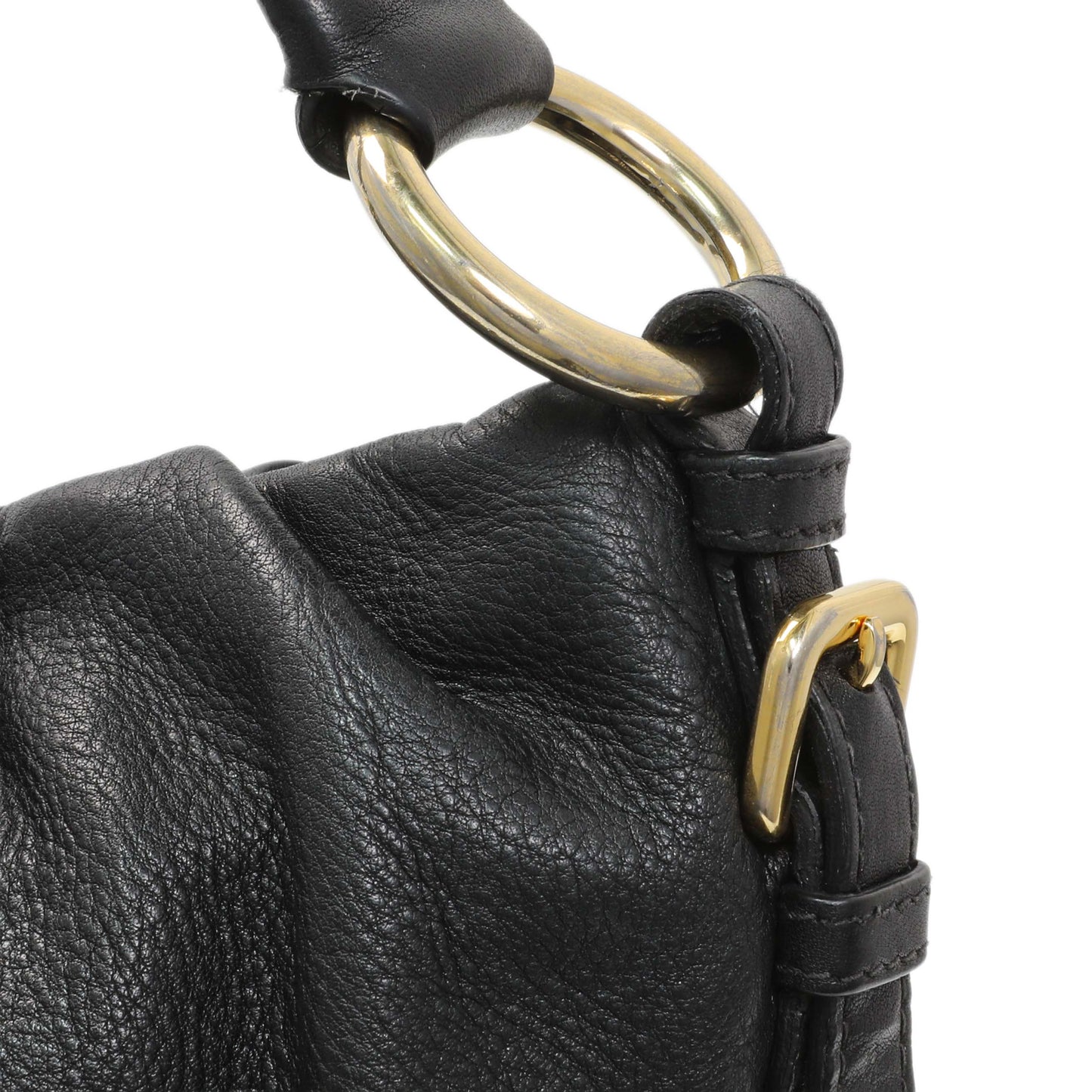 Exclusive Prada Black Vitello Daino Shoulder Bag — Lifestyle View