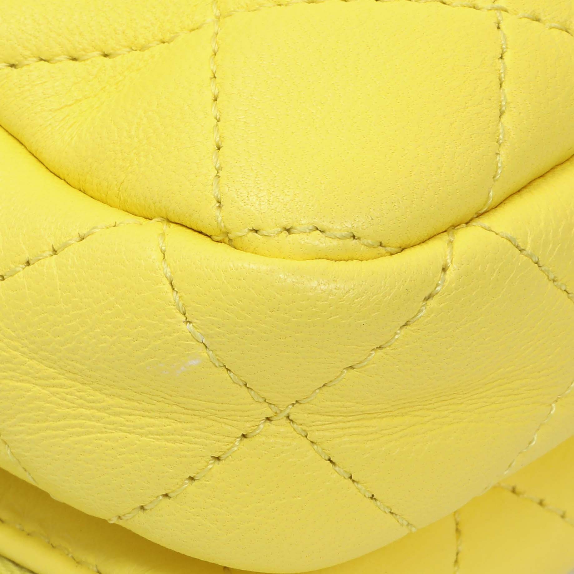 Exclusive Chanel Yellow Quilted Calfskin Mini Chain Flap — Alternate View 8