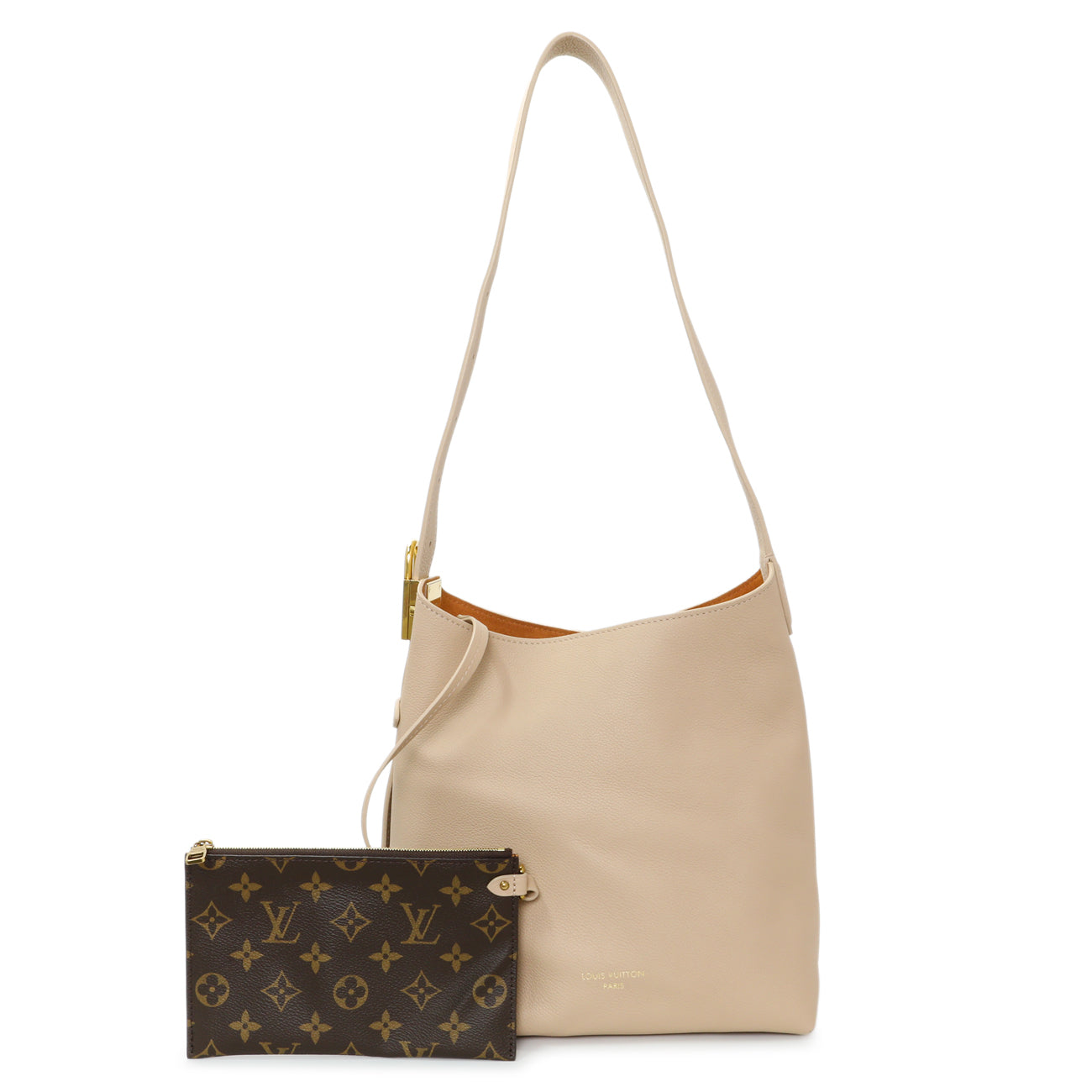 Exclusive Louis Vuitton Walnut Calfskin Low Key Hobo PM — Front View