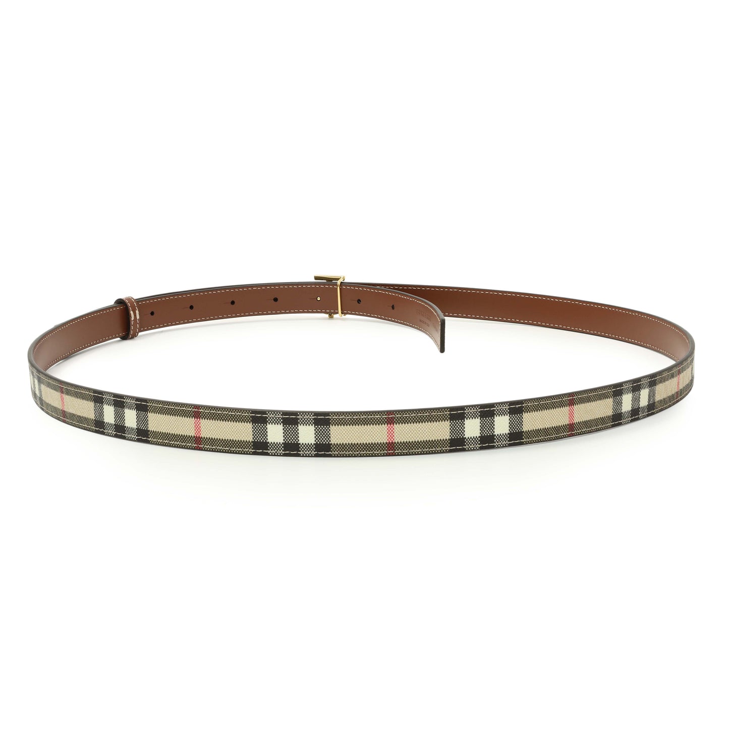 Exclusive Burberry Check TB Narrow Belt — Side View