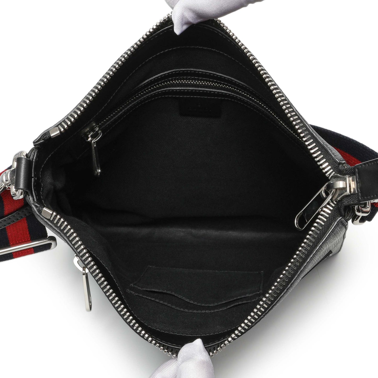 Exclusive Gucci GG Supreme Monogram Web Flat Messenger Bag — Top View
