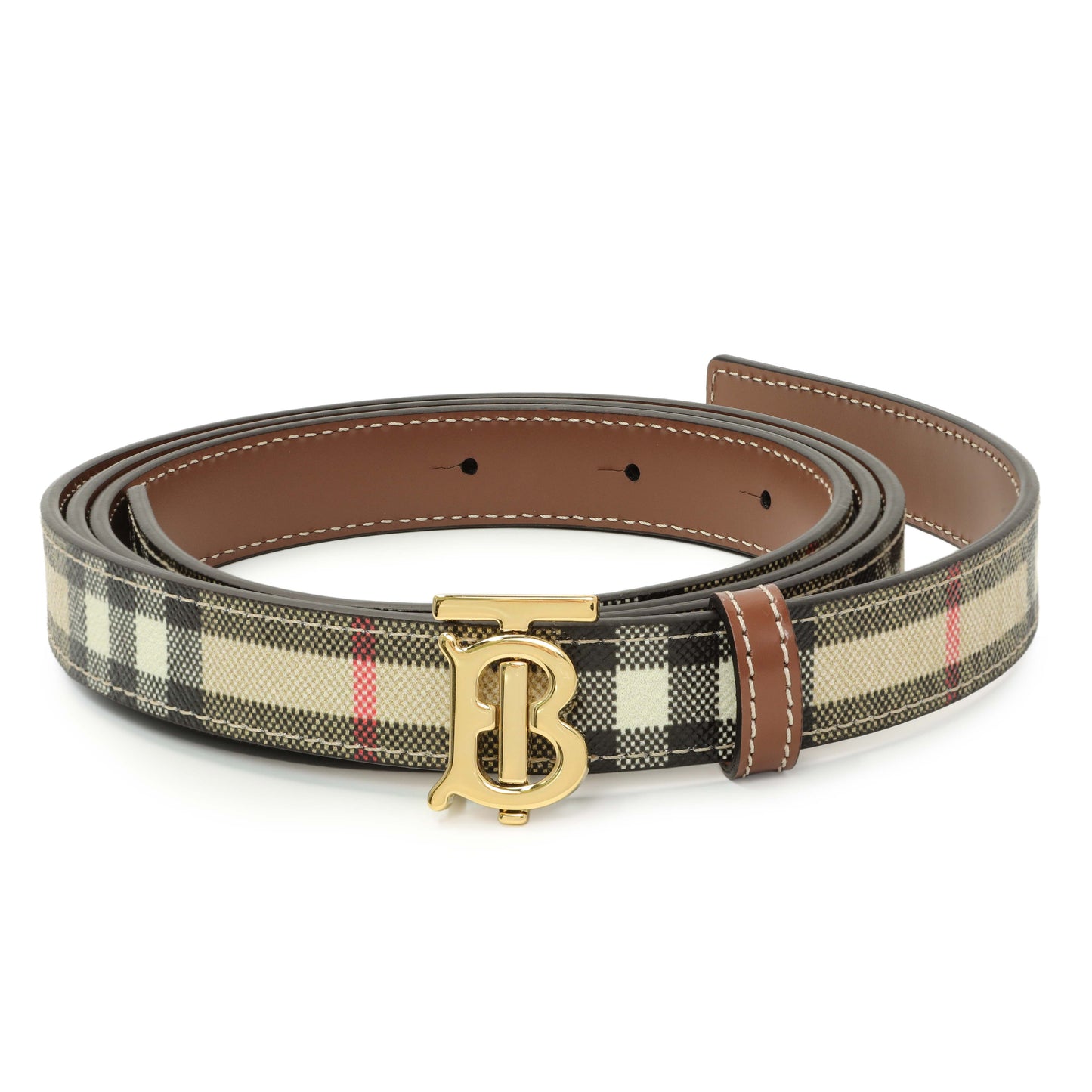 Exclusive Burberry Check TB Narrow Belt — Back View
