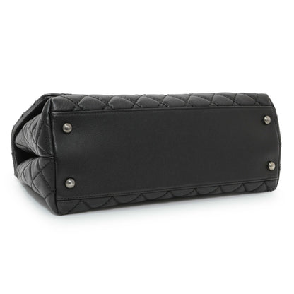 Exclusive Chanel Black Caviar Lizard Embossed Quilted Small Coco Handle Flap — Top View