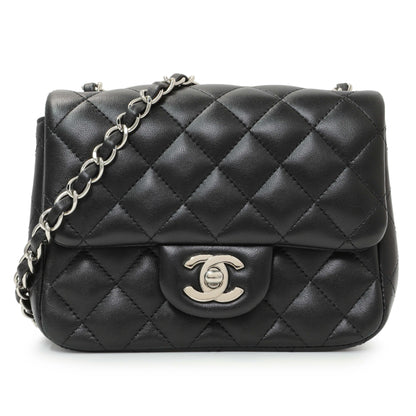 Exclusive Chanel Black Quilted Lambskin Mini Square Flap — Front View