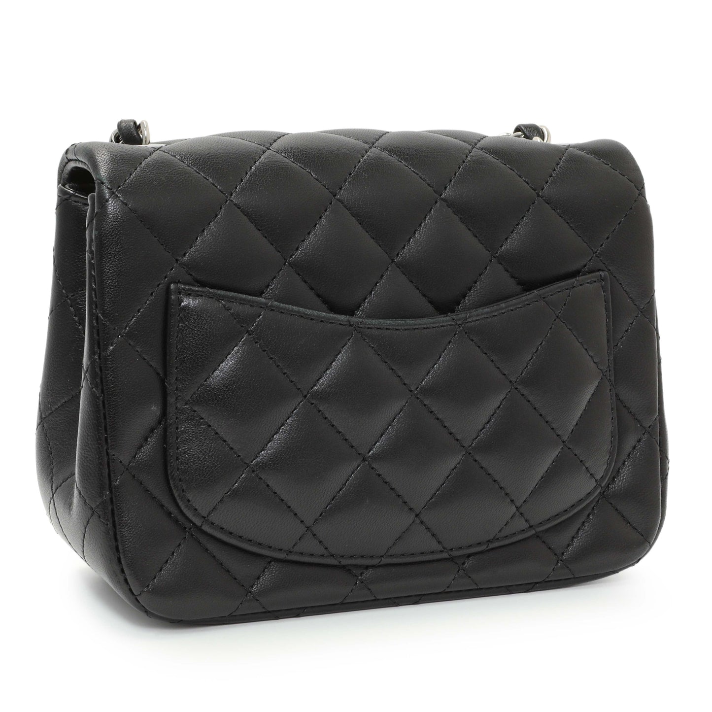 Exclusive Chanel Black Quilted Lambskin Mini Square Flap — Side View