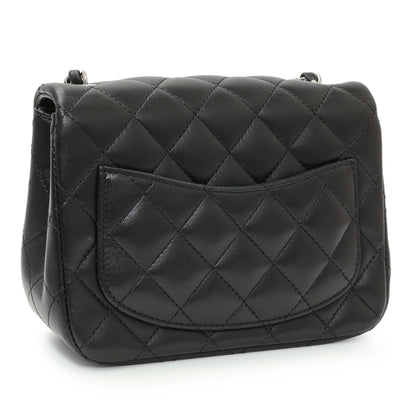 Exclusive Chanel Black Quilted Lambskin Mini Square Flap — Side View