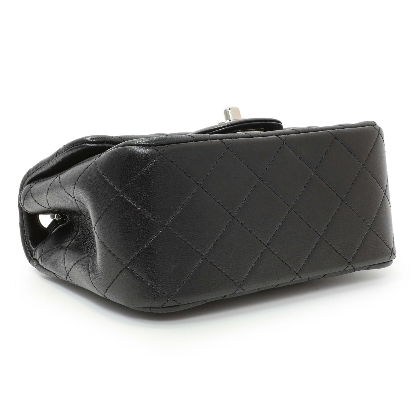 Exclusive Chanel Black Quilted Lambskin Mini Square Flap — Back View