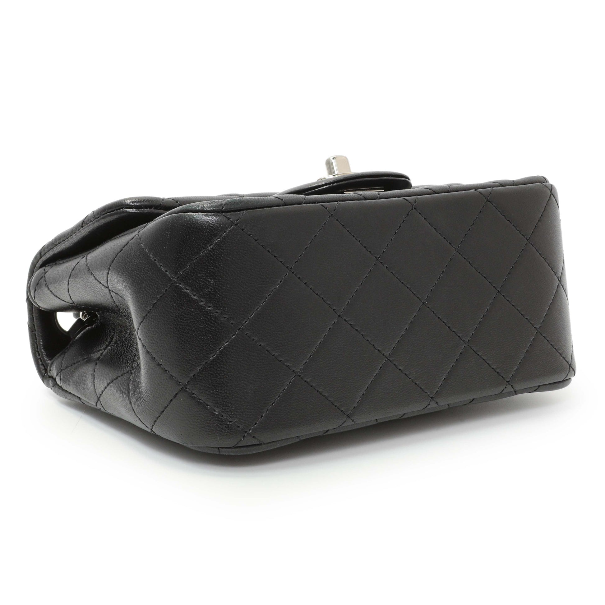 Exclusive Chanel Black Quilted Lambskin Mini Square Flap — Back View