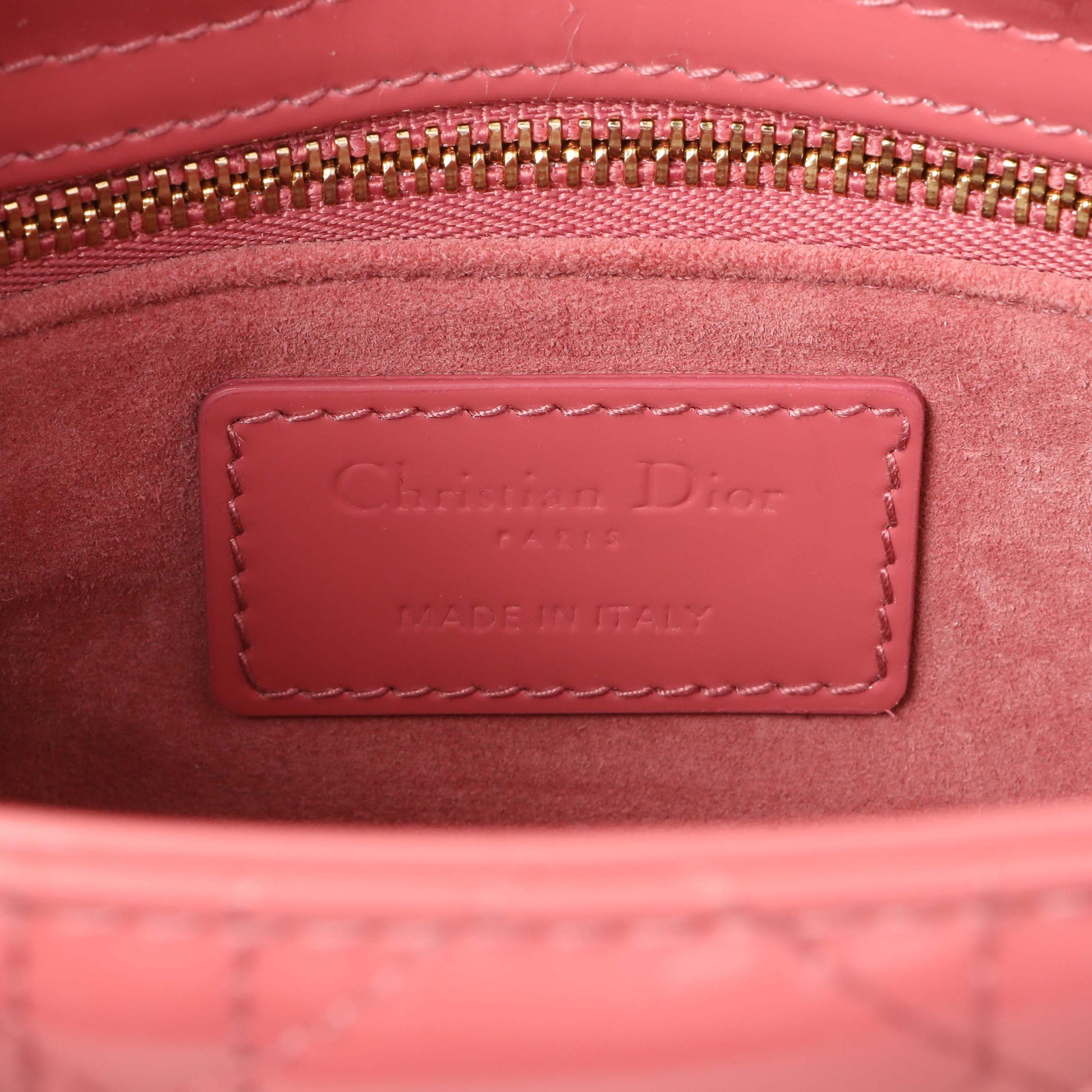 Exclusive Christian Dior Pink Patent Cannage Mini Lady Dior — Detail View