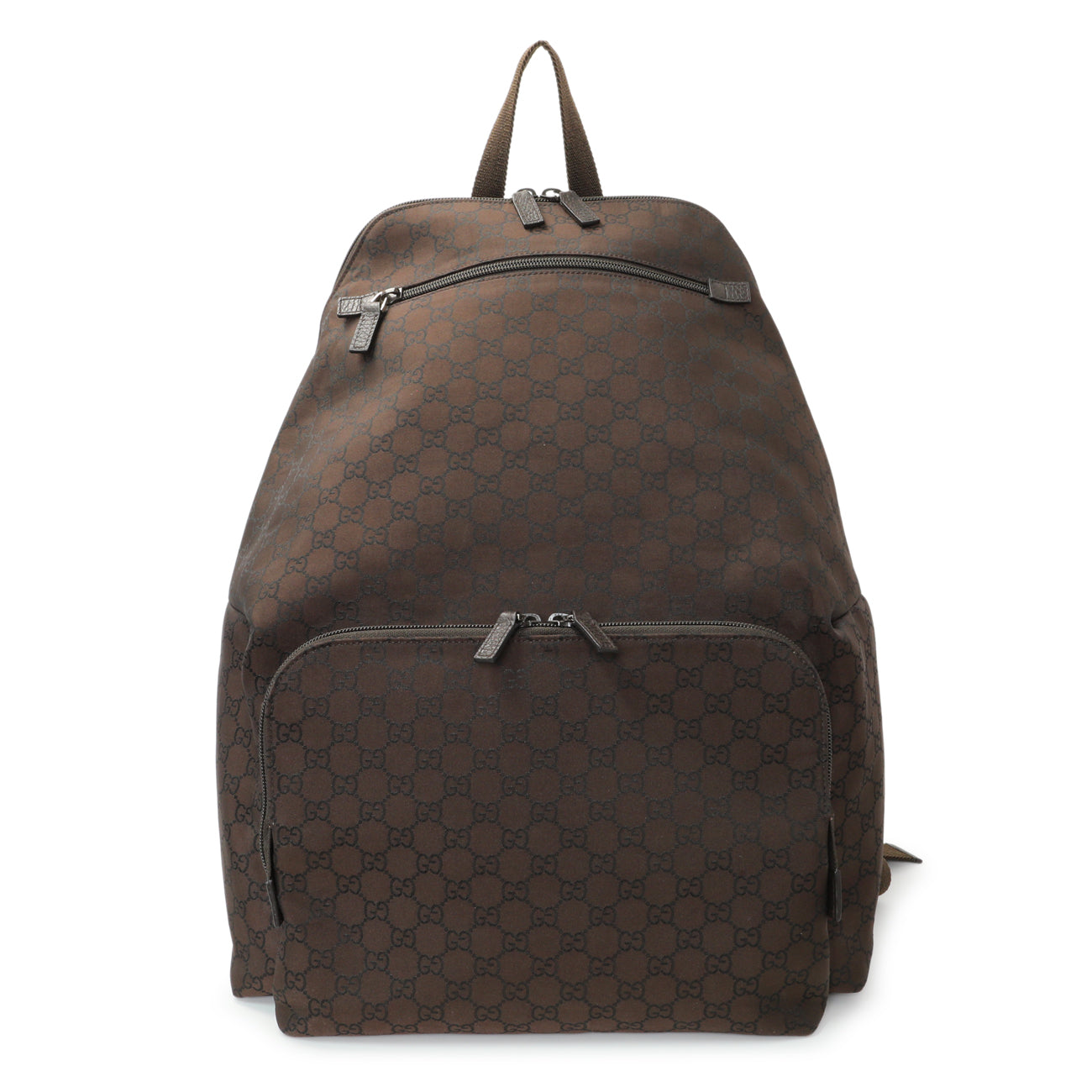 Exclusive Gucci Brown Monogram Nylon Day Backpack — Front View