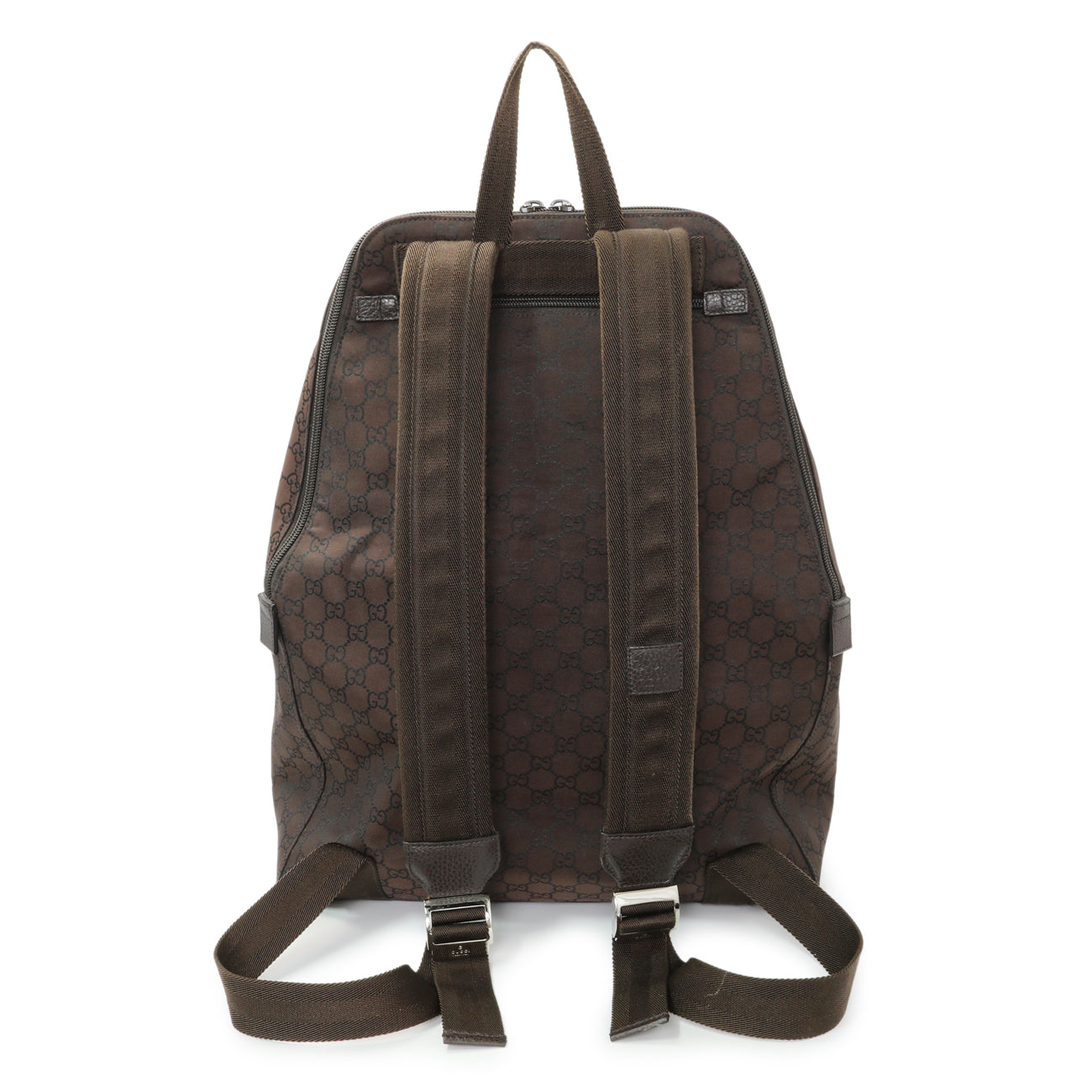 Exclusive Gucci Brown Monogram Nylon Day Backpack — Side View