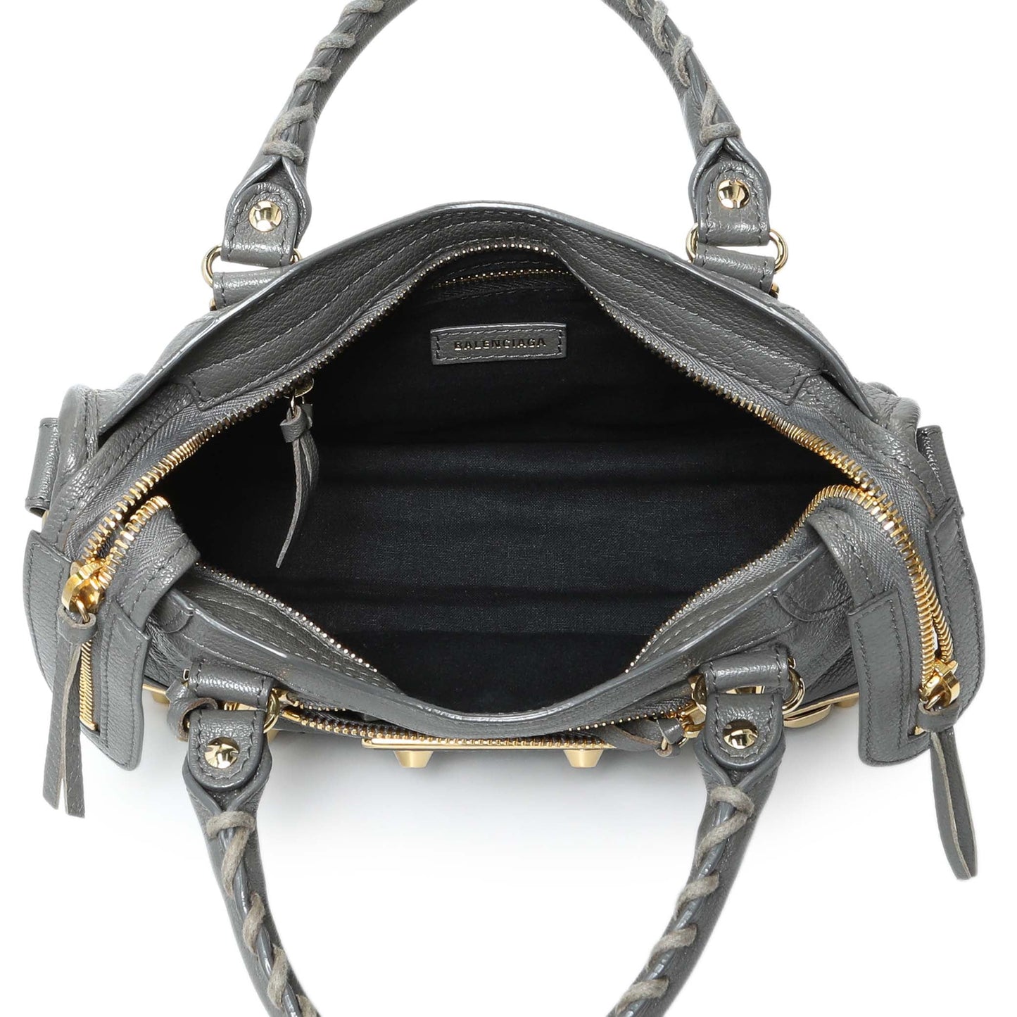 Exclusive Balenciaga Grey Chevre Metallic Edge Mini City — Top View