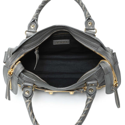Exclusive Balenciaga Grey Chevre Metallic Edge Mini City — Top View